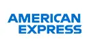American Express logo in blue text on a white background.