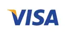 Visa logo featuring a blue and yellow design with the word 'VISA' prominently displayed.